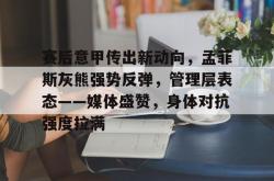 赛后意甲传出新动向，孟菲斯灰熊强势反弹，管理层表态——媒体盛赞，身体对抗强度拉满的简单介绍-泛亚电竞入口